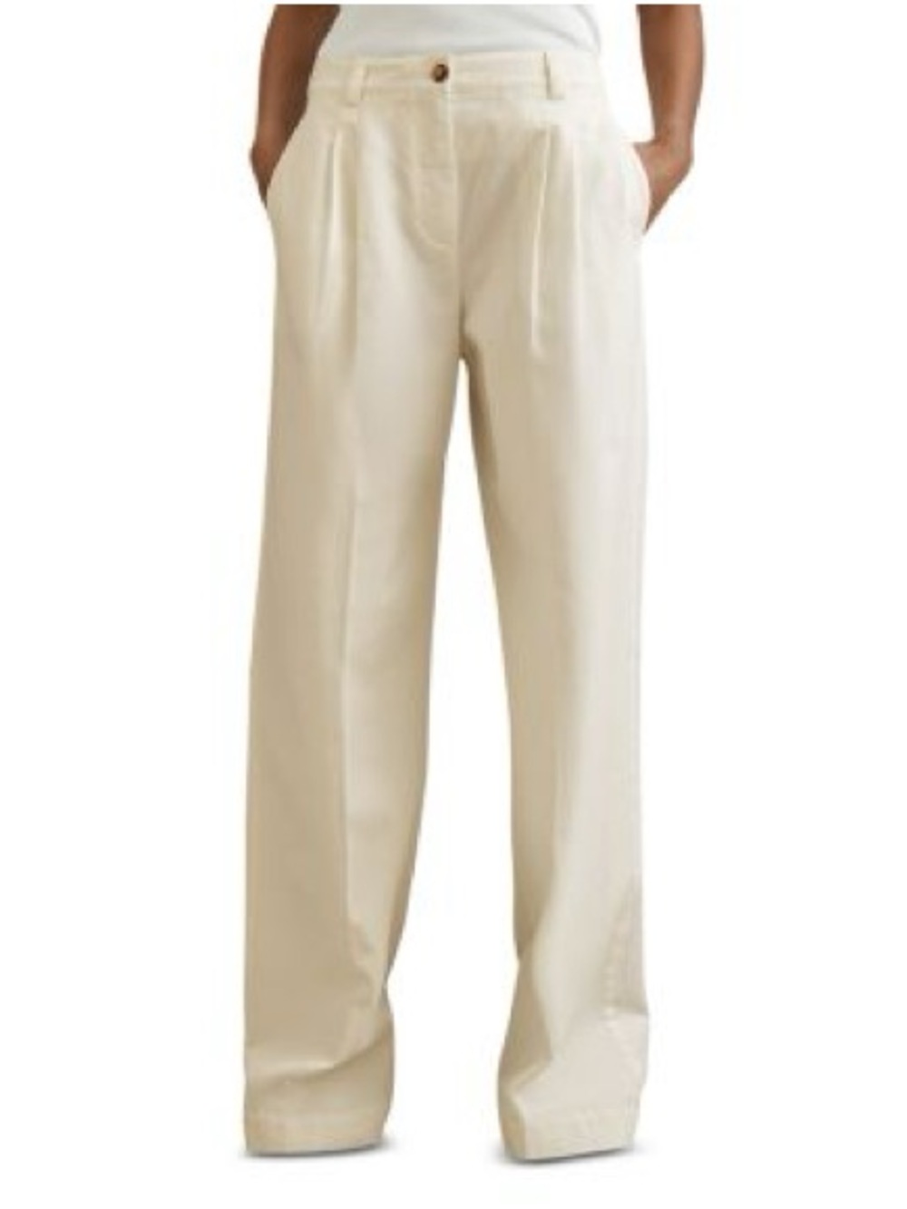 The REISS Astrid trouser wide leg pleat front pant size 6 cream - Picture 2 of 10